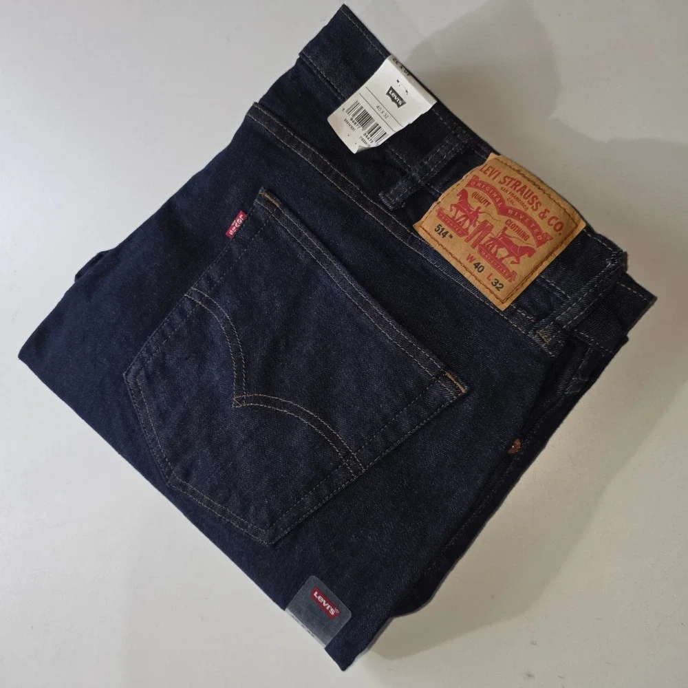 Levi's 514 Men's Jeans 40x32 Straight Fit Dark Wash Stretch NWT NEW